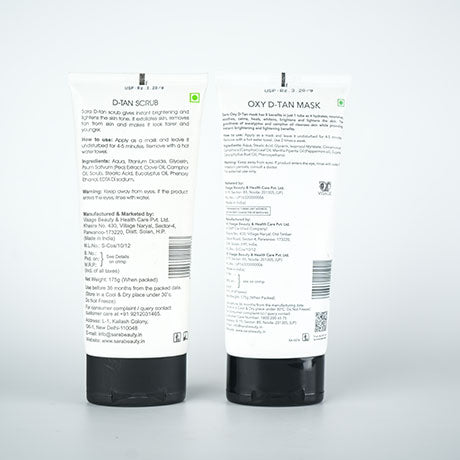 Sara  D-Tan Mask & Scrub Pack For Instant De-Tan Removal & Acne Prone Free skin | 350g